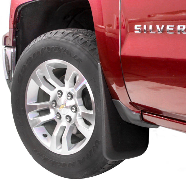 Red Hound Auto 2014-2018 Chevy Silverado 1500 & 2015-2018 Silverado 2500 3500 Molded Splash Mud Flaps Custom Fit Front Only 2 Piece Set Pair Set (Not GMC Sierra, Chevy Only)