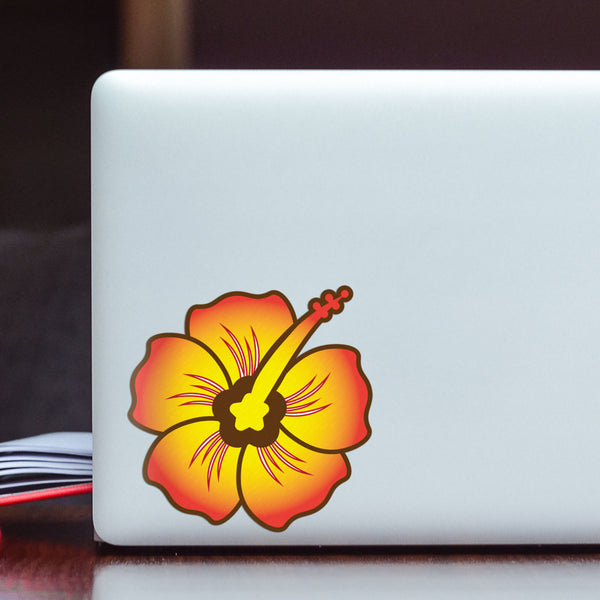 Hibiscus Decal Blood Orange Sticker Vinyl Rear Window Car Truck Laptop Flower Wall Water and Fade Resistant 4 Inches