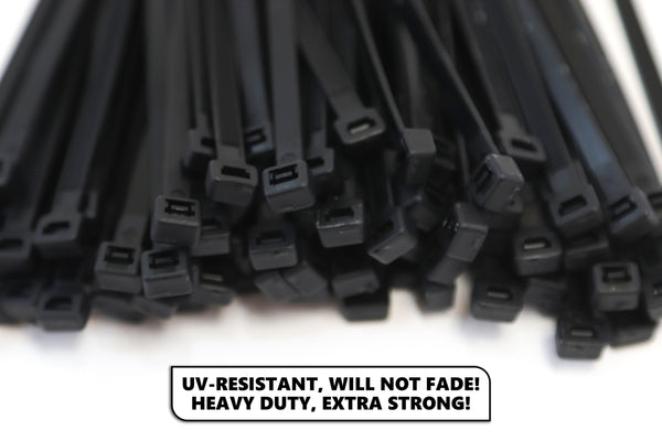 Red Hound Auto 100-Pack Extremely Heavy Duty 4 Inches Zip Cable Tie Down Straps Wire UV Resistant Black Nylon Wrap Multi-Purpose Extra Wide 50 lbs. Tensile Strength