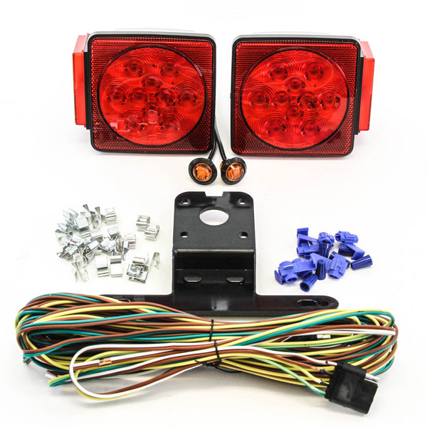 Red Hound Auto LED Submersible Square Light Kit Trailer 80 Inches- Boat Marine & 2 Amber Side Marker